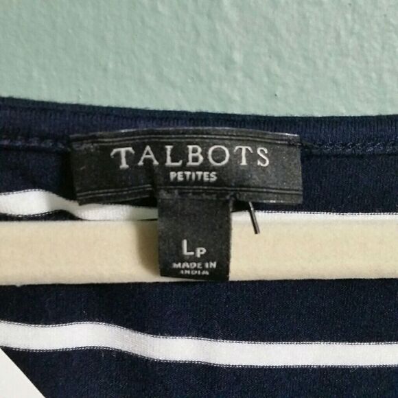 Talbots Striped Embroidered Stretchy Scoop Neck Maxi Dress Size LP Large Petite - Picture 3 of 5